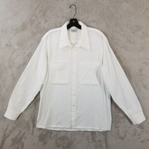 House of St. Clair Shirt Mens‎  Large White Textured Cotton Made in USA Pockets